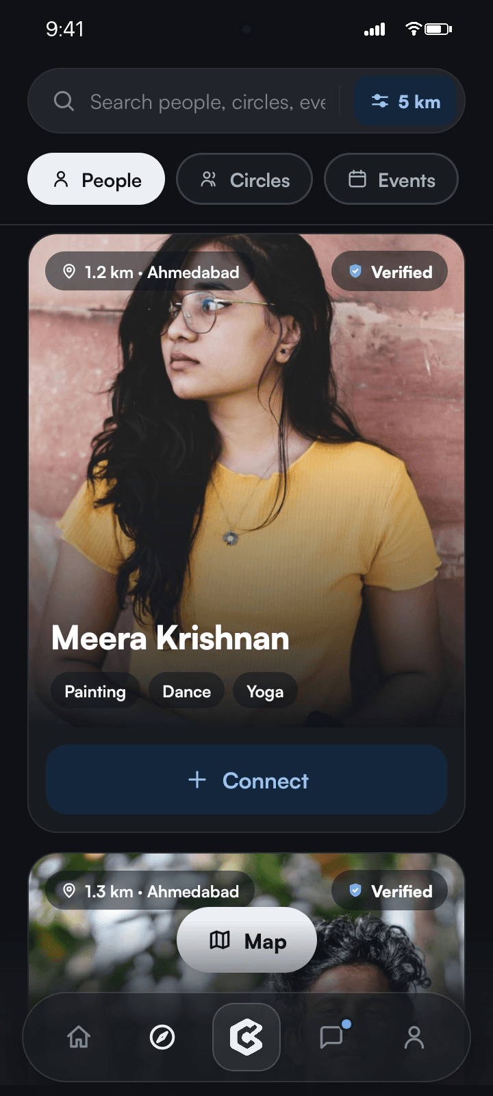 Circlio profile: Meera Krishnan, a verified neighbour 1.2 km away in Ahmedabad